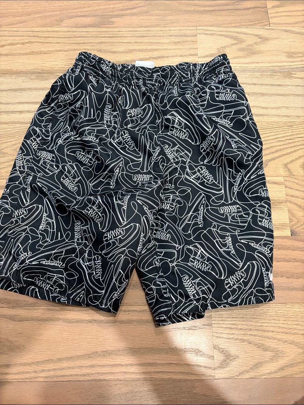 Black swimsuit with White Sneaker Line-Draw Print